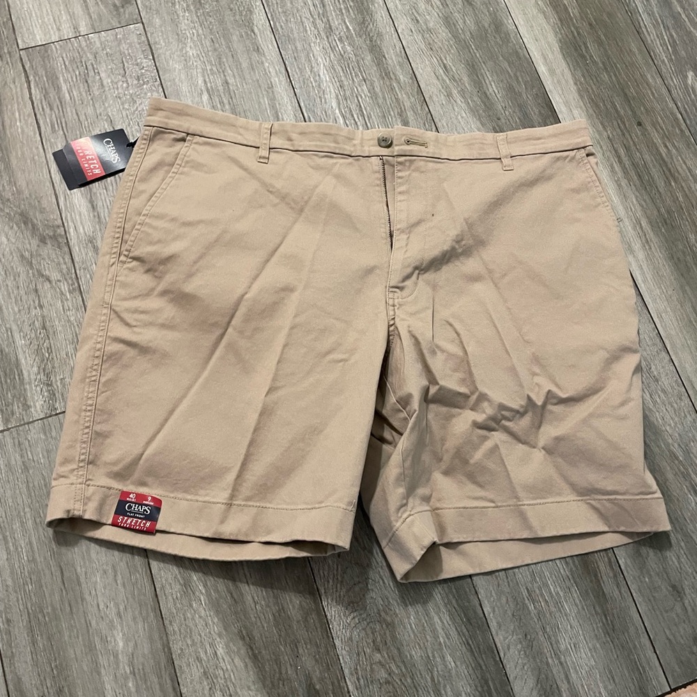 Chaps Stretch Hampton Khakis Flat Front golf sports Chino shorts 40/9 New w Tag